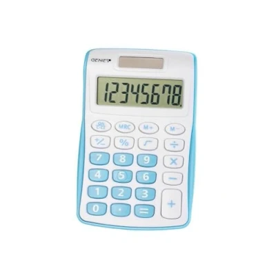 Bild av Genie 12492 kompakt fickkalkylator med 8 siffrig display blå, enkel enhet