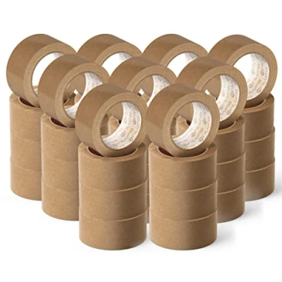Bild av Bruna färg Kraft Papper Ekologisk Självhäftande Tape för förpackning, inramning av bilder eller tätning. Säker och robust förpackning ofyturia (48 mm x 45 mts Kraft, 36 rullar)