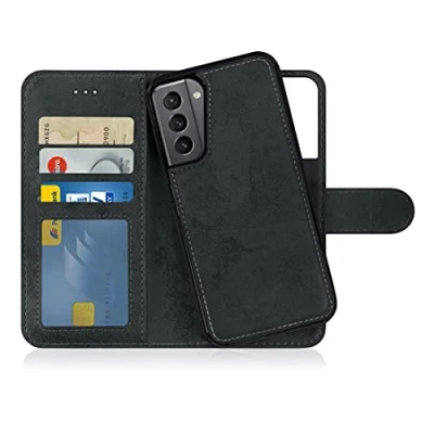 Bild av MyGadget Flip Case för Samsung Galaxy S21 Plus [avtagbart magnetfodral] mobiltelefonfodral av konstläder [vikbart fodral med kortfack] skyddsfodral i svart