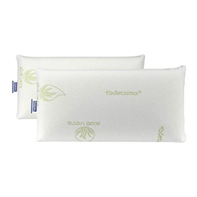 Bild av Todocama Minneskudde, kompakt kärna. Dubbelt överdrag med dragkedja. Aloe Vera Plus tyg, värmejusterbar anpassningsförmåga till nacken. (2 pack 70 cm)