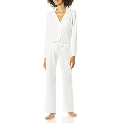 Bild av Amazon Essentials dam bomull modal långärmad skjorta och full längd botten pyjamasset (finns i plusstorlek), vit, XX Large