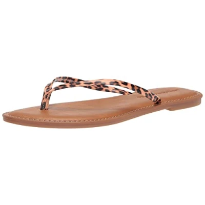 Bild av Amazon Essentials stringsandal för kvinnor, Ljusbrun leopard, 12.5 US Wide