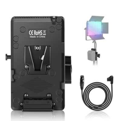 Bild av NEEWER V montering batteriplatta med hållare superklämma och D Tap till 4 stifts XLR kabel för kontinuerlig belysning strömförsörjning, endast PL60C LED videoljus, PS008 K3