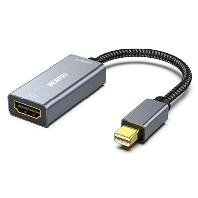Bild av BENFEI Mini DisplayPort (Thunderbolt) till HDMI adapter 4K @60Hz, kompatibel med MacBook Air 2010 2017, pro 2015, Mac 2014, Surface 1/2/3/4 [aluminiumskal och nylonkabel]
