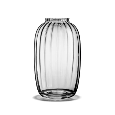 Bild av Holmegaard Vase H25.5 cm Primula optiskt mönster i munblåst glas, klar