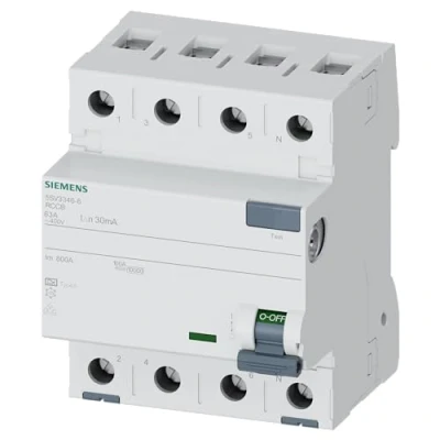 Bild av Siemens Rccb 4 polet type a 63a 30 ma 400vac 5sv3346 6