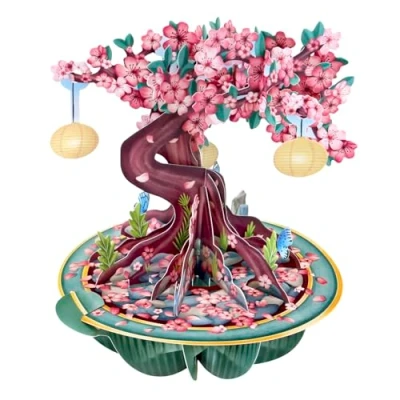 Bild av SANTORO Pirouette, 3D pop up gratulationskort körsbärsblomma, Sakura födelsedagspresent till henne, dotter, fru, flickvän årsdag, tänker på dig blomkort för mors dag