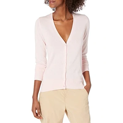 Bild av Amazon Essentials Kvinnors Lätt V ringad cardigan tröja (finns i plusstorlek), Ljusrosa, XL