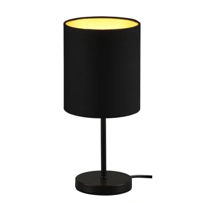 Bild av Reality Leuchten bord Jerry R50491080, metall svart matt, tygskärm svart/guld, exkl. 1 x E14