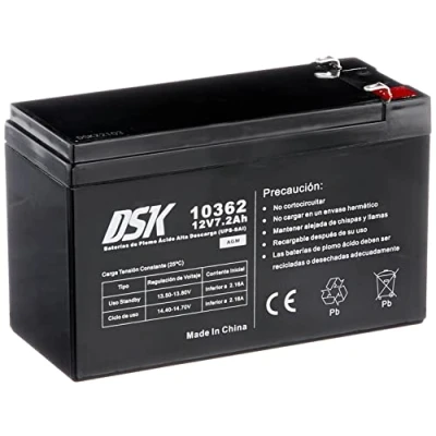 Bild av DSK 10362 12V 7.2Ah High Discharge Sealed Rechargeable AGM Lead Acid Battery. Ideal for UPS UPS, Security and communication systems, emergency lights ...