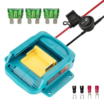 Bild av Vegena Power Wheel adapter, Adapter 18V, strömomvandlare med säkring och omkopplare för RC bil, DIY, Robotik, lastbil