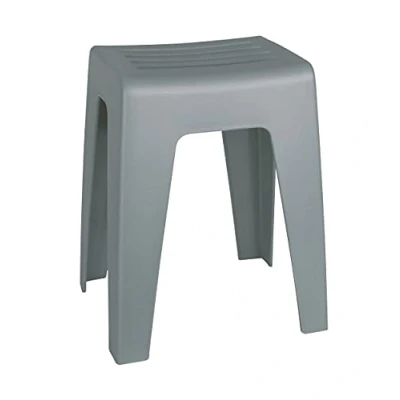 Bild av WENKO Badrumspall Kumba, högkvalitativ pall i modern design av plast tung kvalitet, sittpall kan belastas upp till 120 kg, perfekt för badrum och gästtoalett (B x H D) 38 47 32 cm, grå