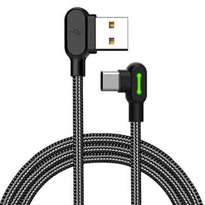 Bild av Mcdodo CA 5281 vinklad USB C till A kabel för synkning och snabb laddning, med LED, svart, 1,2m