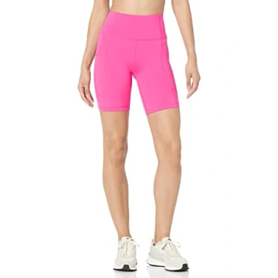 Bild av Amazon Essentials Active Sculpt High Rise 7 cykelshorts med fickor, neonrosa, X Large