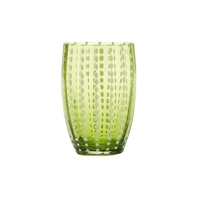 Bild av Zafferano Handbearbetade tumbler glaspärlor i färgat glas cl 32 h 109 mm d 71 mm, set med 6 st, äppelgrön