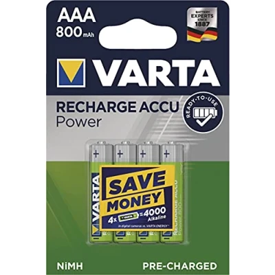 Bild av 4 x VARTA batteri Ready2Use MICRO AAA 1,2 V HR03 800 mAh