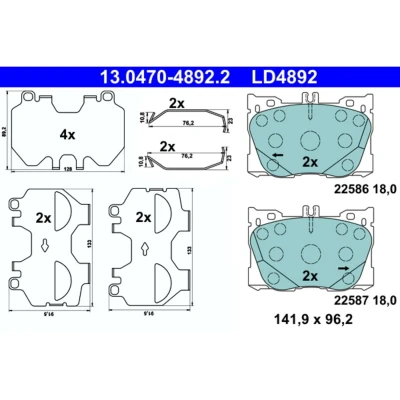 Bild av Bromsbeläggssats, skivbroms Ate 13.0470 4892.2