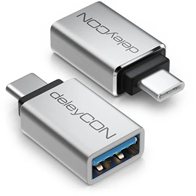 Bild av deleyCON USB C till OTG Adapter (2 Stycken) Aluminium 5 Gbit/s Thunderbolt 3/4 3.0 för IPhone 15 Pro Max MacBook Air 2023 IPad Mini iMac Silver