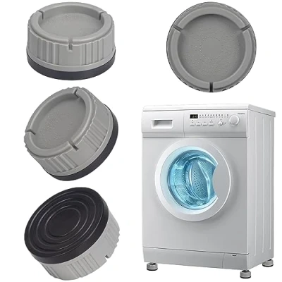 Bild av Alyvisun Tvättmaskin Fotpads, 4PCS Universal Anti Slip Fotmatta Gummi Stötdämpare Bas Avlopp Rust Stöd Vibration Ställ för Torktumlare, Diskmaskin (Grå)
