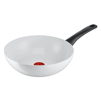 Bild av Tefal C41719 Ceramic Control wokpanna 28 cm säker keramisk tätning termosignal temperaturindikator enkel rengöring lämplig för induktion vit
