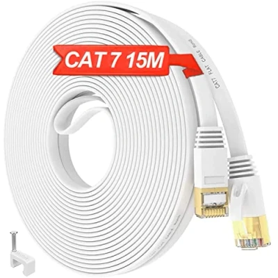 Bild av Platt Ethernet kabel, Cat 7 kabel 15 m ikbc hög hastighet 10/100/1000 Mbit/s patchkabel kompatibel med CAT.5/CAT.5e/CAT.6
