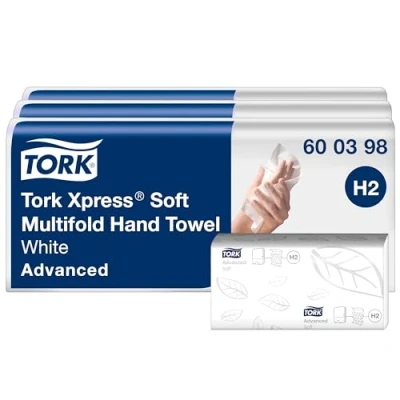 Bild av Tork Xpress Mjuk Multifold Handduk vit H2, Advanced kvalitet, 2 lagers, Z vikt, absorberande, 3 x 7 180 ark, 600398