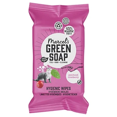 Bild av Marcel&#039;s Green Soap Hygieniska våtservetter 1 x 60 stycken Patchouli &amp; tranbär växtbaserade miljövänliga