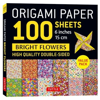 Bild av Origami Paper 100 Sheets Bright Flowers 6&quot; (15 cm): Tuttle Paper: Double Sided Printed with 12 Different Patterns (Instructions for 5 Projects Included)