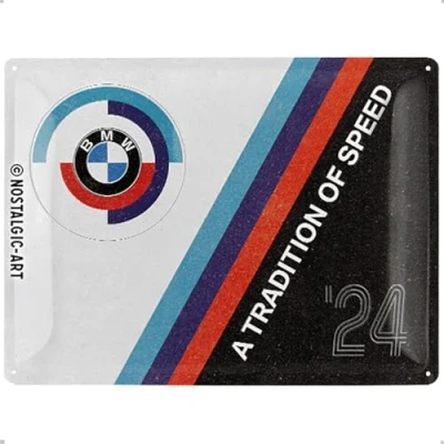 Bild av Nostalgic Art Plåtskylt i retrostil, 30 x 40 cm, official license product (OLP), BMW Motorsport Tradition Of Speed Presentidé för fans, av metall, vintagedesign
