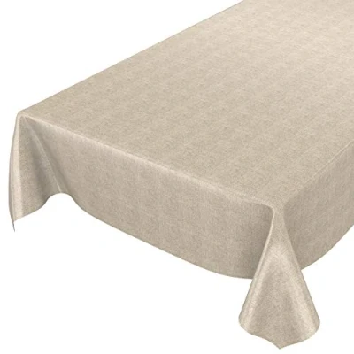 Bild av ANRO vaxduk duk tvättbar beige linne utseende textiloptik 200 x 140 cm