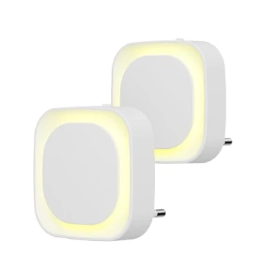 Bild av YUNLEX Nattljusuttag, [2 pack] babynattlampa med skymningssensor Automatisk på/av LED nattlampa, ljusstyrka justerbar i 3 nivåer, för baby, hall, badrum, kök, sovrum, toalettbelysning Gyllengul