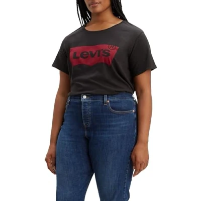 Bild av Levi&#039;s Plus Perfect TEE Tshirt med print, Storlek: 54/56, batwing jet black