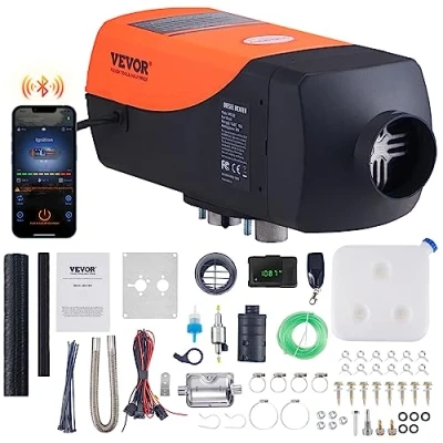 Bild av VEVOR Diesel luftvärmare 12 V 2 kW förbrukning 0,120,26 l/h stationär uppvärmning 8 36 C justerbar 1015 m² smart styrning med LCD Bluetooth fjärrkontroll, 10 l tank för lastbil båt