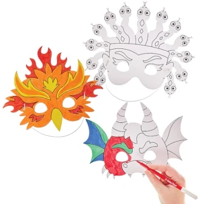 Bild av Baker Ross FN079 Masker med färg för mytiska varelser 10 pack, maskeradkläder och pyssel