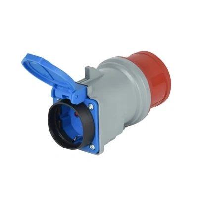 Bild av Electraline 80802 CEE IP44 Schuko 16A industriadapter till kontakt 3 stift (3P+N+T) med lock Grå