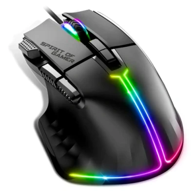 Bild av Spirit Of Gamer Trådbunden spelmus för PC 1 2800 DPI RGB mus med 8 programmerbara knappar inklusive snabb eld 13 bakgrundsbelysningseffekter Ergonomiskt tumfäste