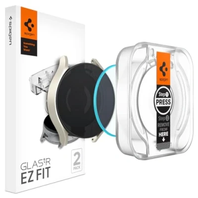 Bild av Spigen Glas.tR EZ Fit Skärmskydd kompatibel med Samsung Galaxy Watch 6 40mm, 2 Stycken, Sjabloon voor Installatiem, Kristallklart, Responsiv Touch, Case friendly, 9H härdat glas