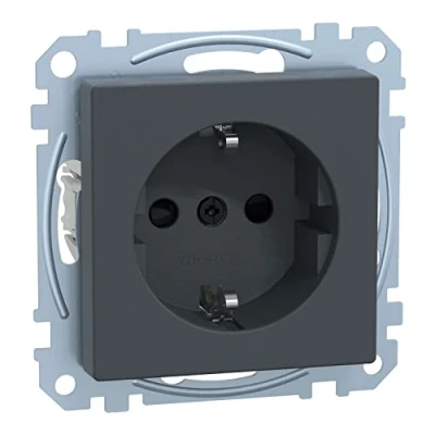 Bild av Schneider Electric Merten MEG2300 0414 Schuko uttag, pluggklämmor, system M, ökat kontaktskydd, antracit