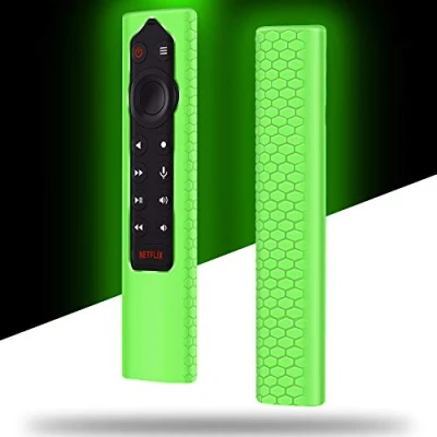 Bild av Silikonskyddsfodral för NVIDIA Shield TV Pro 4K HDR redo media streamer fjärrkontroll, fjärrkontroll batteri stötfångare bakskyddsfodral hållare protetcor hudvänlig glowgreen