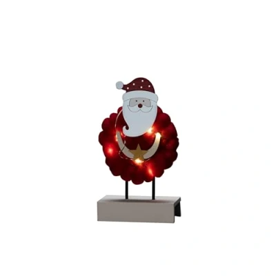Bild av Konstsmide LED träsilhuett &quot;Santa med bomull&quot;, röd, 6 timmar timer, varma vita dioder, batteridriven, inomhus 3267550