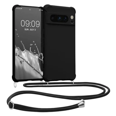Bild av kwmobile Necklace Case kompatibelt med Google Pixel 8 Pro fodral skydd snöre för upphängning silikon skyddsfodral svart