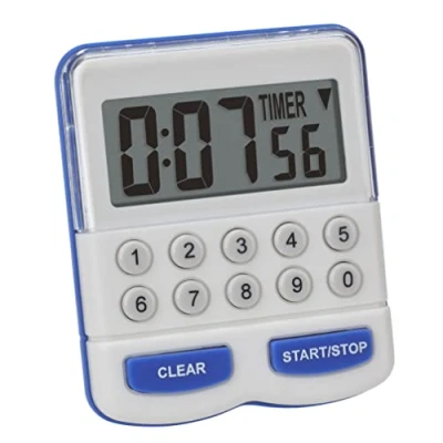 Bild av TFA Dostmann elektronisk timer och stoppur, 38 2010, digital tidsmätare kökstimer, vit/blå, L 64 x B 25 (40) H 76 mm