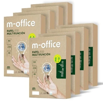 Bild av Återvunnet papper, DIN A4, 80 g, papper för kopiatorer och skrivare, 8 förpackningar med 250 ark 100% återvunnet m kontor (2 000 ark)