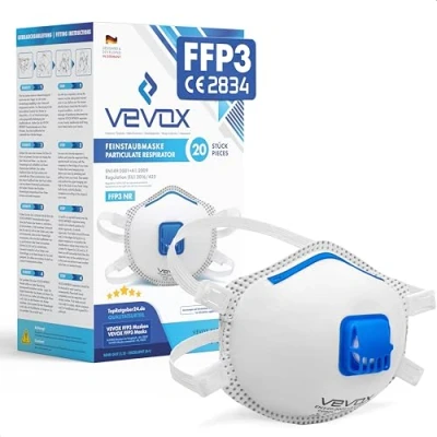 Bild av VEVOX® FFP3 Respirator Set of 20 with Comfort Plus Seal Dust Cover Valve Mask Filter