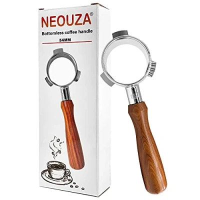Bild av NEOUZA Espresso Bottenlös 54 mm Portafilter kompatibel med Breville Sage 870/875/878/880 filterkorg 304 Fool rostfritt stål kaffemaskin verktyg