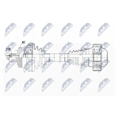 Bild av NTY NPW AU 046 Arbre de transmission Essieu Avant gauche 615 AUDI: A4 B7 Avant, Berline, B6
