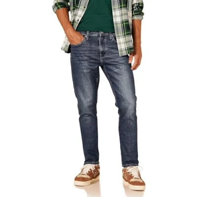 Bild av Amazon Essentials Men&#039;s Jeans smal passform, Mörk tvättad, 31W / 29L