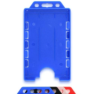 Bild av CKB LTD® Vertikal dubbelsidig styv bild i öppen framsida ID kortshållare porträtt dubbel identitet plastpassskydd rymmer två kort 86 mm 54 cr80 kreditkort storlek (blå, paket med 10)