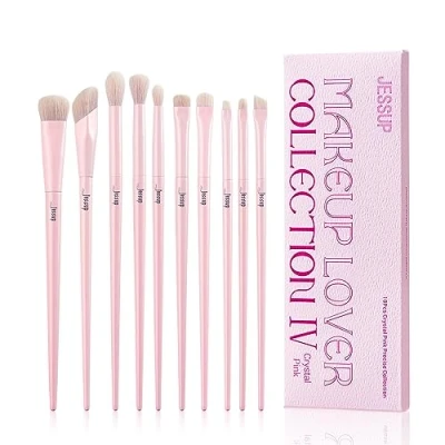 Bild av Jessup ögonmakeupborstar Set, 10st Rosa ögonmakeup Borstar för Concealer Eyeliner Makeup Blending Eye Brush, Syntet av högsta kvalitet, T496