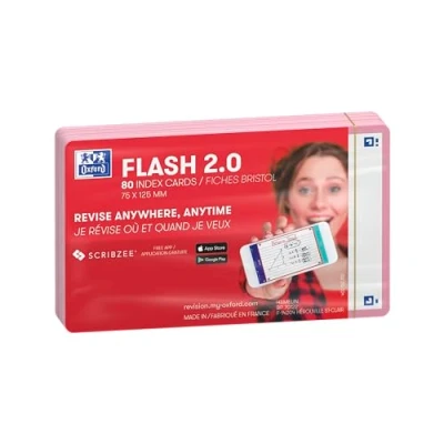 Bild av Oxford Flash 2.0 flashkort A7 75 x 125 mm Blanco rosa 80 stycken